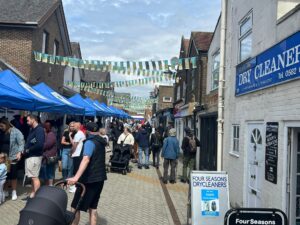 View of a busy middle row market