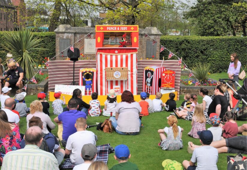 Group of kids watching a show