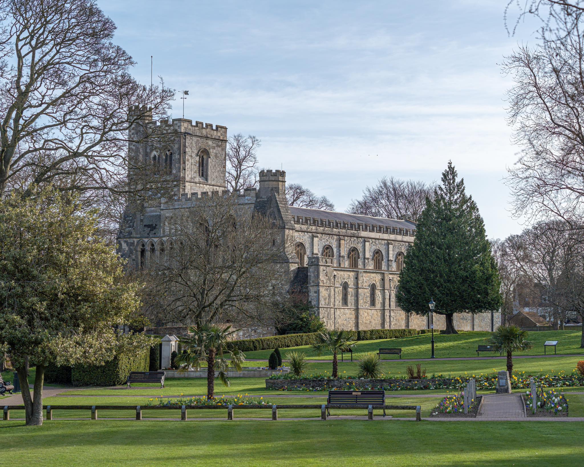 Priory Gardens with Priory Church in background