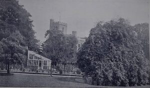 black and white photo of priory gardens