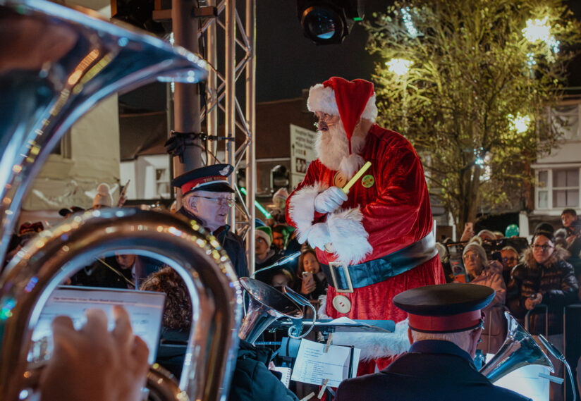 Santa conducting the band