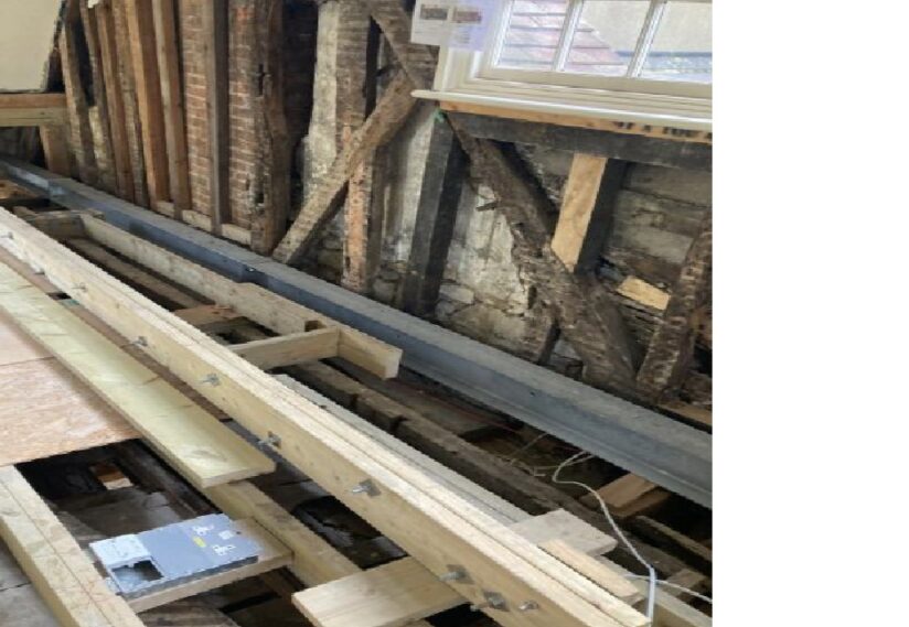 Priory House Attic Room with new steel along north elevation