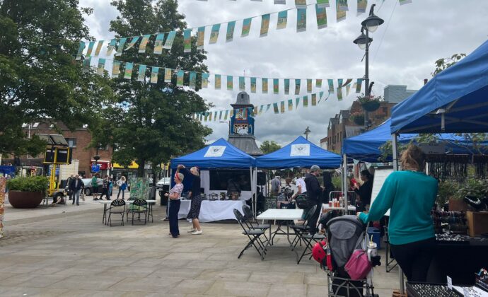 On The Square with stalls and dancing