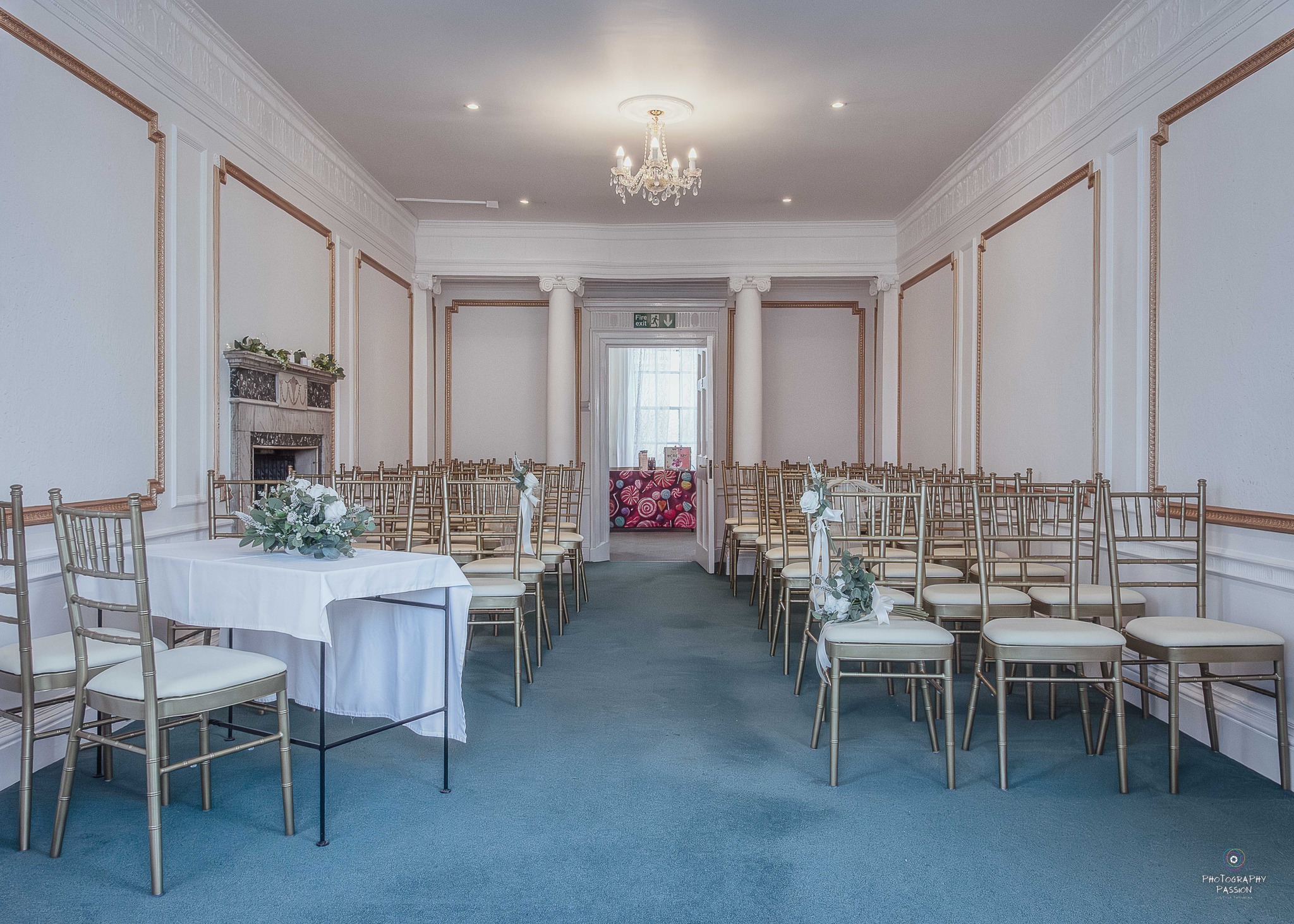 ceremony room set up for a wedding