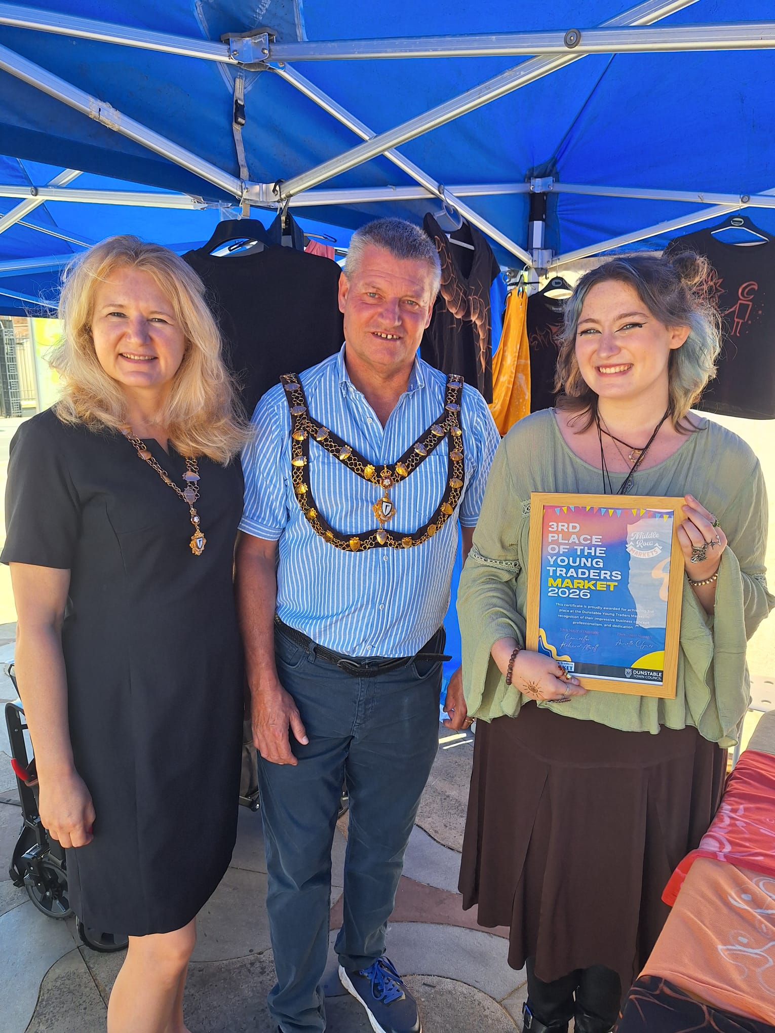 magan with the town mayor cllr richard attwell and the mayor's consort