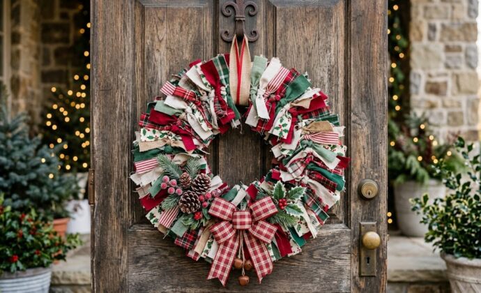 festive rag wreath
