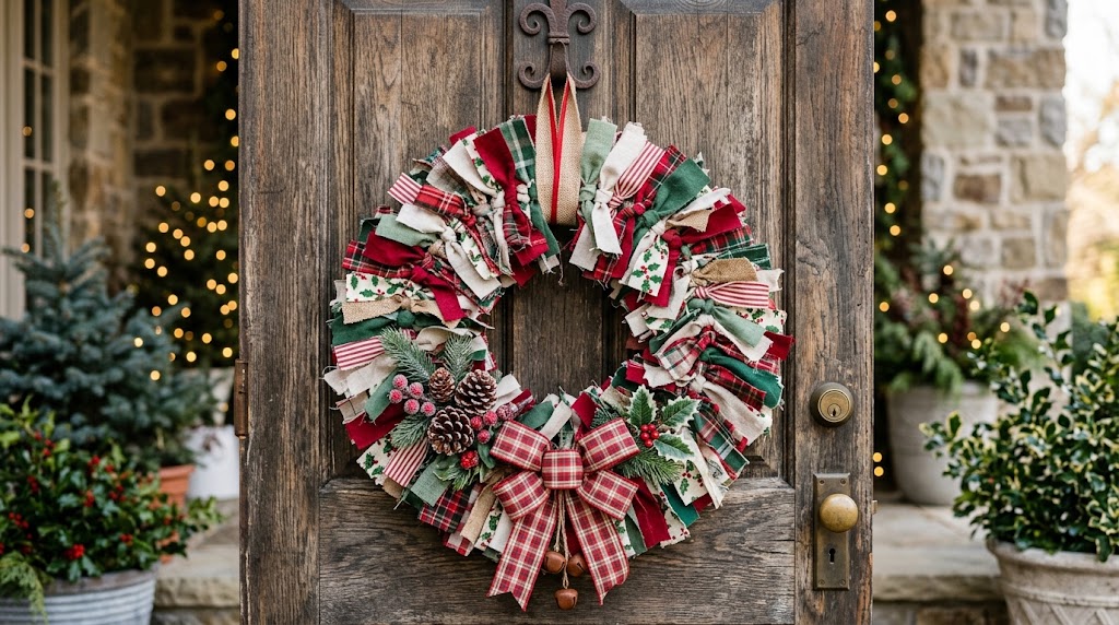 festive rag wreath